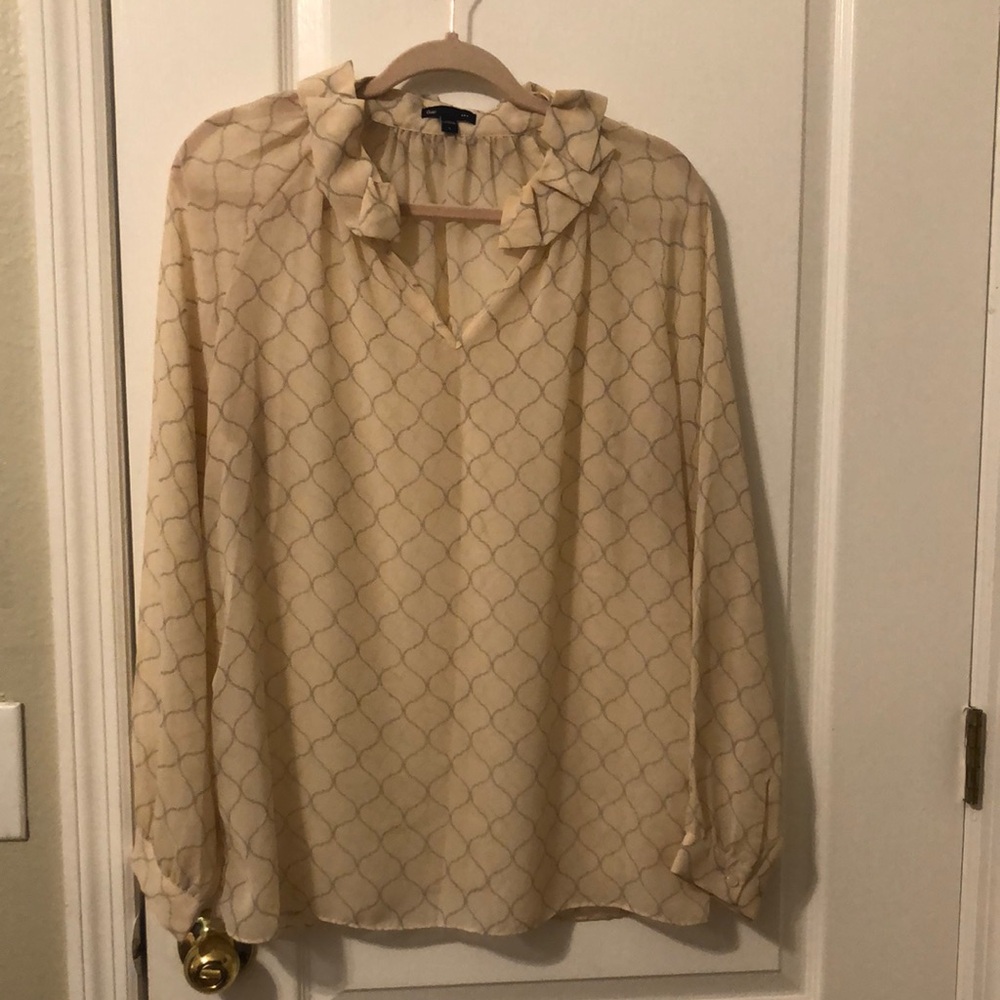 Elegant Gap Cream Ruffle Blouse